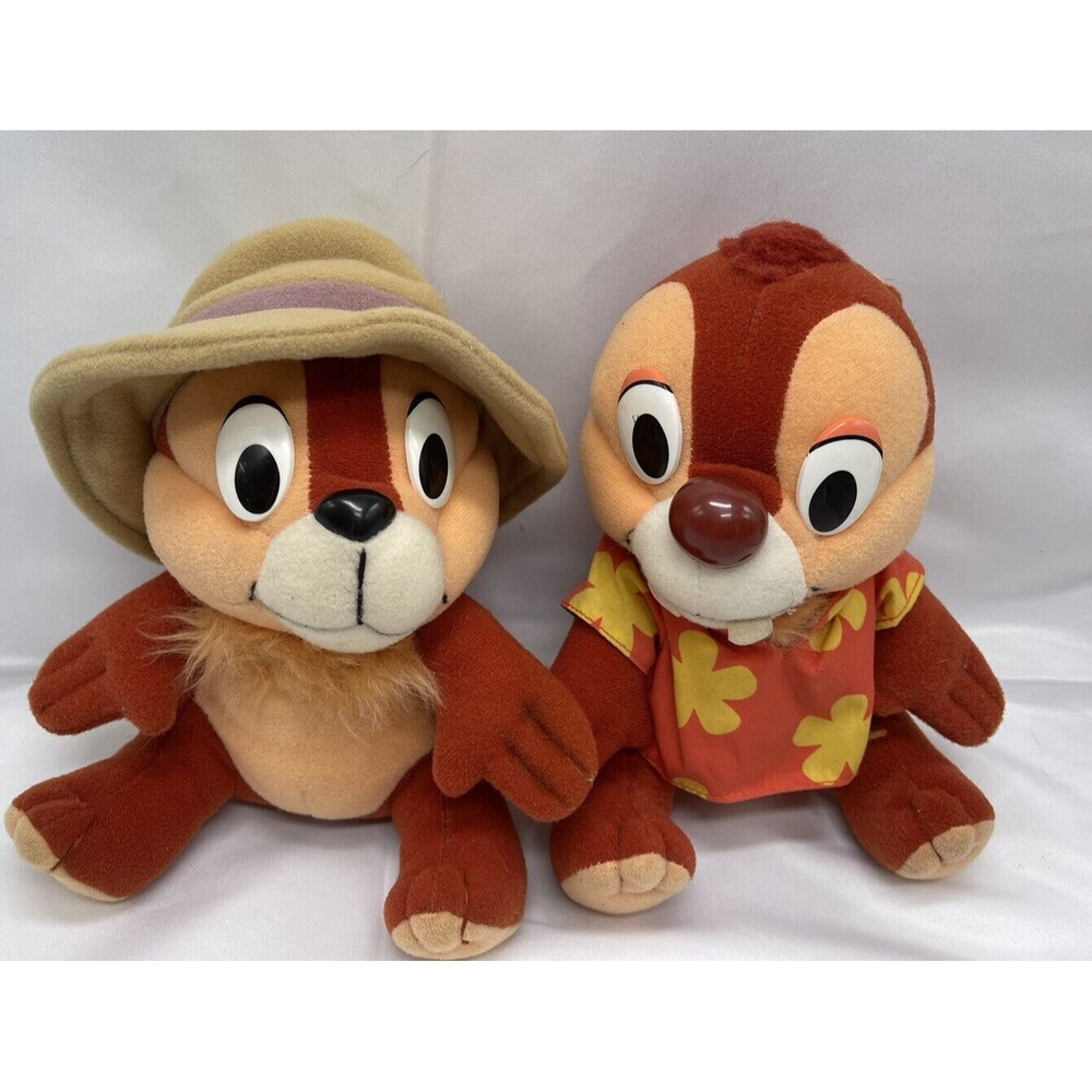 Vintage Rescue Rangers Chip 'N Dale 8" Stuffed Plush Lot (1989) Playskool Disney